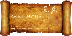 Radics Júlia névjegykártya